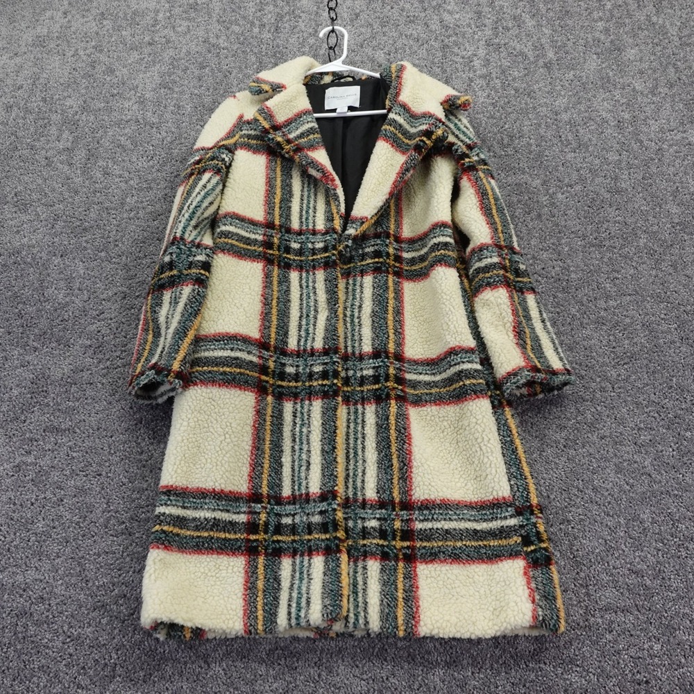 Carolina Belle Sherpa Coat Womens Small Multicolor Plaid Teddy Faux Fur Jacket